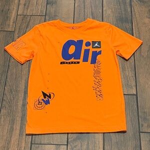 Jordan Orange Tee with Bold Blue 'air' Graphic and Black Accents Youth Large